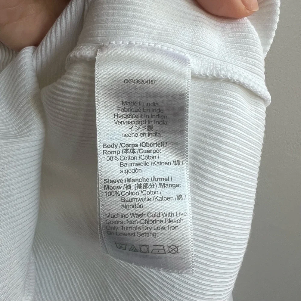 Madewell Ribbed Puff‎ Sleeve Top White Long Sleeve S Cotton